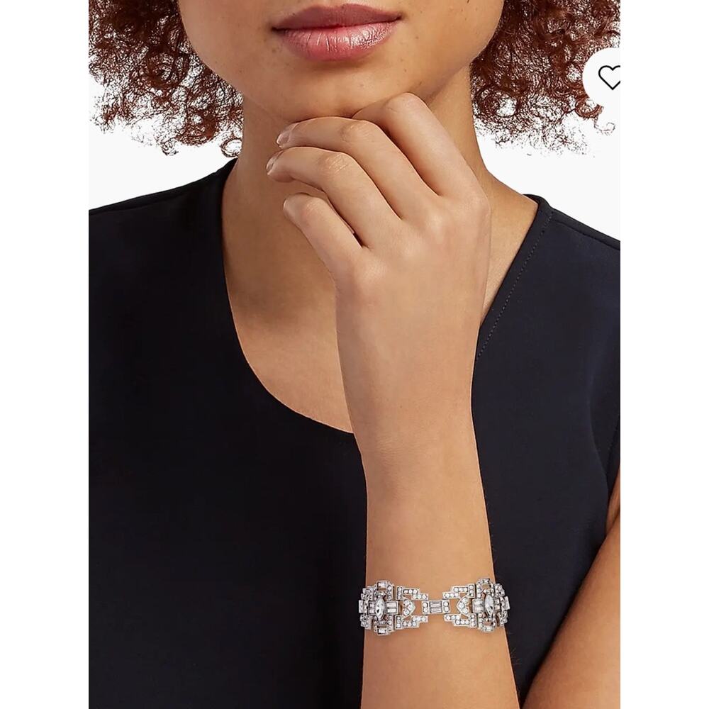 Set of 2 Kenneth Jay Lane Crystal Art Deco Bracelet & Round pave zirconia chain - Picture 13 of 16